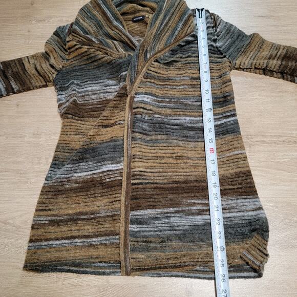 Magaschoni Wool Blend Cardigan Sweater Striped Southwestern Boho Open Front - Picture 8 of 8